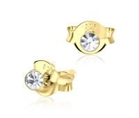 Gold Plated Roundy Stone Silver Stud Earring ST-1103-GP (2.2mm)